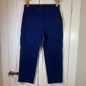 J Crew Kallie Pant Navy Blue Flat Front Straight Leg Ankle Career Size 8